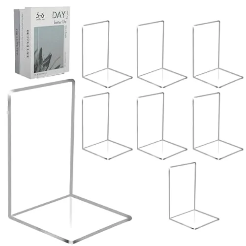KITDAHOM Buchstütze - 8 Stück Bücherstütze aus Acryl - Transparente Buchstützen - Buchstützen-Set - geeignet für Schule, Zuhause, Büro und Bibliothek