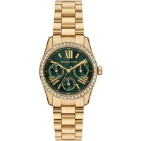 Michael Kors Lexington Damen Uhr MK4924 - Elegante 33MM Goldfarbene Edelstahl-Armbanduhr mit grünem Sonnenschliff-Zifferblatt, wasserdicht bis 50 m und ideal für stilbewusste Damen.