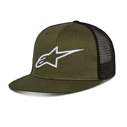 Alpinestars Corp Trucker Baseball Kappe - Militär Schwarz - Stylische Baseball Kappe für Herren mit gesticktem Logo und atmungsaktiver Netzkappe, ideal für Freizeit und Outdoor-Aktivitäten.
