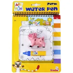 Art und Fun Water Pen Bauernhof Malbuch - 4 magische Seiten, kreativer Malspaß für Kinder ab 3 Jahren mit Wasserpinsel und Schwein Figur