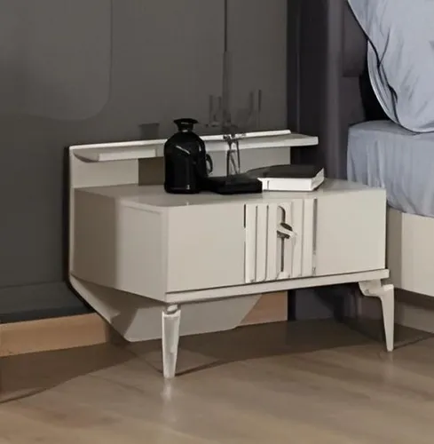 Beige Nachttisch mit Schublade – Modern und Praktisch - Stylischer Nachttisch für Erwachsene, 1 Schublade, Maße: 63 x 47 x 50 cm, aus Holzfurnier, ideal für das Schlafzimmer, bietet zusätzlichen Stauraum und passt perfekt zu modernen Einrichtungen.