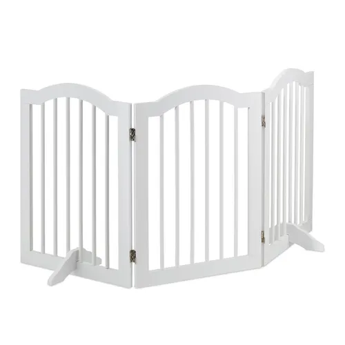 Absperrgitter Treppenschutzgitter 3-teilig - Klappbar und Freistehend - Tür- & Treppenschutzgitter aus MDF, klappbar und freistehend, ideal für Zuhause mit Kleinkindern, bietet Sicherheit und Flexibilität.