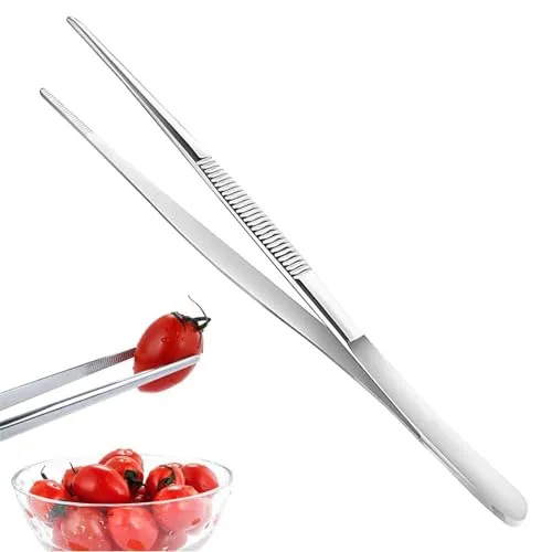 30cm Lang Verdicken Kochpinzette Edelstahl Küchenpinzette Grillpinzette Von Hand poliert,Fester und Langlebiger,Geeignet für die Fleischzange Koch Pinzette Küche Pasta Zange Tongs Spülmaschinenfest