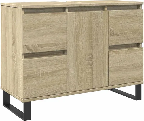 vidaXL Badschrank mit Stauraum - Hoch- & Midischränke fürs Bad, eleganter Badezimmerschrank aus Holzwerkstoff mit 4 Schubladen und robusten Eisenfüßen für einen modernen Look und optimalen Stauraum.