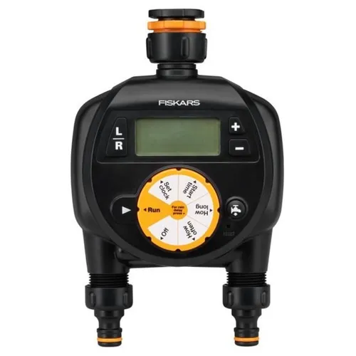 Fiskars 1054792 Bewässerungssteuerung - Bewässerungssystem mit automatischer Zeitschaltuhr, spart Wasser und Zeit, einfach zu programmieren und ideal für den Garten.