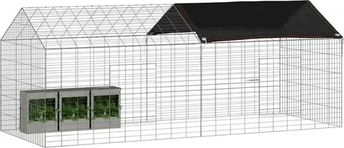 vidaXL Hasenkäfig Silber 400 x 78 x 78 cm Verzinkter Stahl von vidaXL