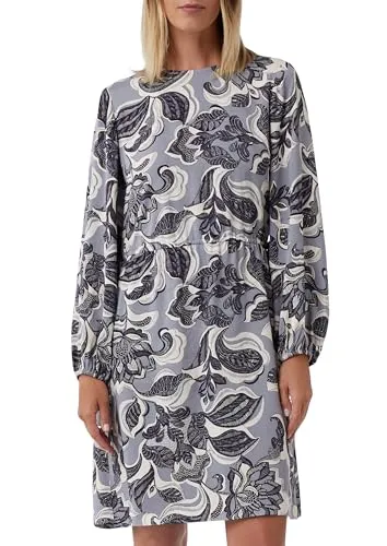 Comma Kleid 59A1 in Größe 44 - Freizeitkleid für Damen mit Crew Neck-Ausschnitt, langen Ärmeln und praktischen Gummibündchen für eine bequeme Passform.