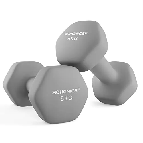 SONGMICS Hanteln, 2 x 5 kg, Hexagon Kurzhanteln, Neopren-Beschichtung
