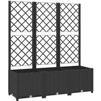 vidaXL Pflanzkübel mit Spalier Schwarz 120x40x136 cm - Pflanzenkästen & Spaliere – Robuster Pflanzkübel mit witterungsbeständigem PP und integriertem Rankgitter für eine dekorative Begrünung von Balkon, Terrasse oder Garten.