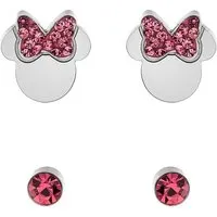 DISNEY Jewelry Paar Ohrhänger für Mädchen - Moderne Kinderohrringe aus Edelstahl mit pinken Kristallen, perfekt für kleine Disney-Fans und ideal als Geschenk.