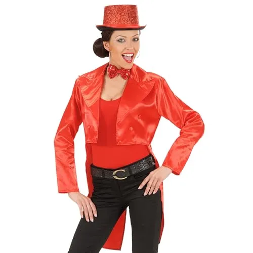 W WIDMANN MILANO Party Fashion - Satin Frack für Damen - Kostüm-Outfits für Erwachsene, eleganter roter Satinfrack in Größe M, ideal für Karneval und besondere Anlässe.