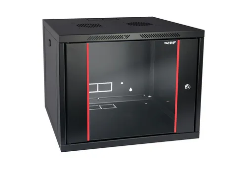 HMF Netzwerkschrank 66409-02, 19 Zoll, 9HE Wandgehäuse - Computer- & Server-Racks, robustes 19 Zoll Wandgehäuse mit abschließbarer Sicherheitsglastür und abnehmbaren Seitenwänden für einfachen Zugang.