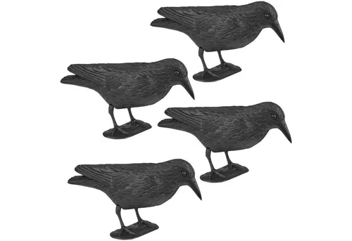 Wellgro Gartenfigur 4 x Vogelschreck Krähe sitzend von Wellgro