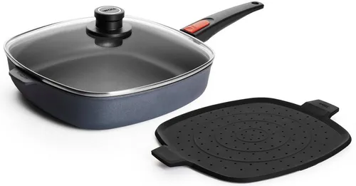 WOLL MADE IN GERMANY Bratpfanne Diamond Lite 3-tlg Set - Hochwertige Aluminium-Pfanne mit fünflagiger Diamant-Versiegelung, abnehmbaren Stiel und Spritzschutz, ideal für Induktionsherde und spülmaschinenfest.