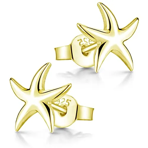 Materia Seestern Ohrstecker gold - Damen Ohrringe aus 925 Silber - Maritime Ohrringe mit Seestern-Motiv, vergoldet und anlaufgeschützt. Perfekt als Geschenk für Mädchen, in hochwertiger Schmuck-Schachtel.