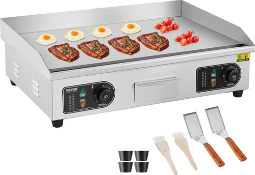 VEVOR 4000W Elektro Grillplatte Glatt - Gastronomie-Grill mit 4000W Leistung, ideal für professionelle Küchen, sorgt für gleichmäßige Wärmeverteilung und perfekte Grillresultate.