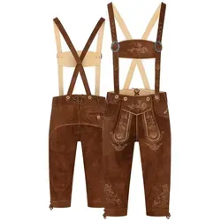 Steigenhöfer Manufaktur Trachtenlederhose Lederhose Herren Tracht Kniebund - Alexander - 100% Rindsleder (Inklusive verstellbarer Träger) Traditionelle Echtlederhose - Ideal für Dein Oktoberfest Herren Outfit braun 56