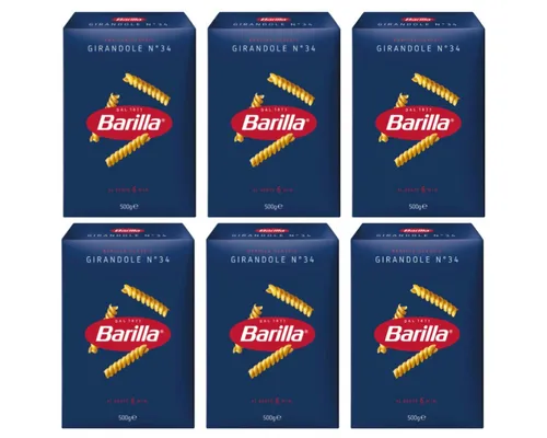 Barilla Nudeln, Barilla Girandole Nr 34 Hartweizen gedrehte Nudeln 500g 6er Pack
