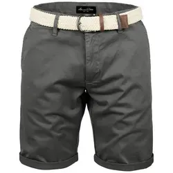 Amaci&Sons Chinoshorts BERWYN Chinoshort inkl. Gürtel Herren Bermuda Short Hose Regular Fit inkl. Gürtel grau W33