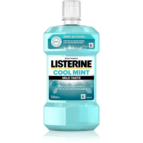 Listerine Cool Mint Mild Taste Mundspülung 500 ml - Erfrischendes Mundwasser mit mildem Cool Mint Geschmack, ideal zur Unterstützung der Mundhygiene. Bekämpft Zahnbelag und sorgt für langanhaltenden frischen Atem.