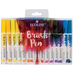 Ecoline Brush Pen-Set mit 30 flüssigen Aquarellstiften – Grundtöne - Marker & Filzstifte: 30 leuchtende Aquarellfarben, ideal für Handlettering und Zeichnen, mit flexiblem Pinsel für kreative Farbverläufe.