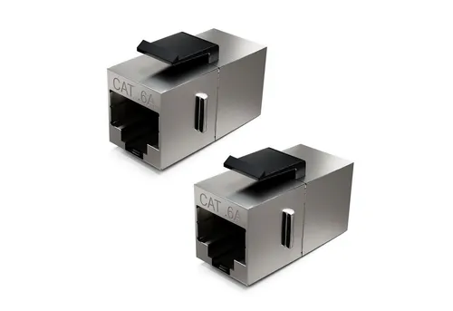 deleyCON deleyCON 2 CAT6a Keystone Modul Patchkabel Kupplung Verbinder Netzwerk-Adapter