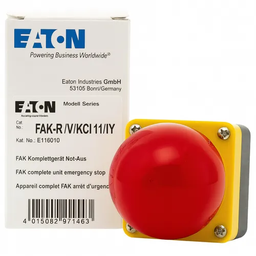 Eaton 229748 Fuß-Grobhandtaster - 1 Schließer + 1 Öffner, Not-Aus für sichere Anwendungen, robustes Design in Schwarz, Rot und Gelb