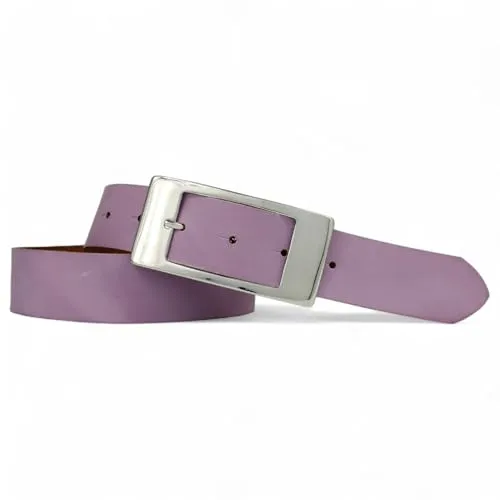 FRONHOFER Damengürtel echtes Rindsleder ca. 3,5 cm breit, rechteckige Dornschnalle 9 x 4,5 cm (Zamak leicht glänzend), extra flach geschnitten, wechselbar per Druckknopf, für Jeans und Taille