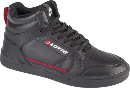 Lotto Nandu MID Unisex Sneaker, Black/RED, 41 EU - Damen-Sneaker im modernen Mid-Cut Design mit hohem Komfort dank gepolsterter Schaftkante und atmungsaktiver Mesh-Zunge. Ideal für sportliche und lässige Outfits.