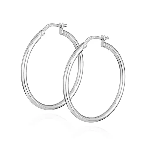 Paar 30mm Creolen 925 Silber rund 2mm breit elegante Damenohrringe