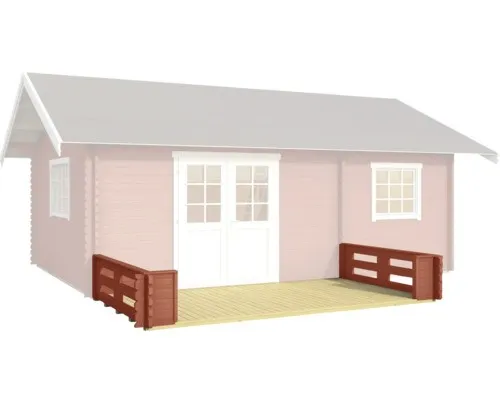 Terrasse Outdoor Life Caroline 365 x 200 cm in Schwedenrot - Gartenhäuser: Hochwertige Holzterrasse in ansprechendem Schwedenrot, ideal für gemütliche Stunden im Freien.