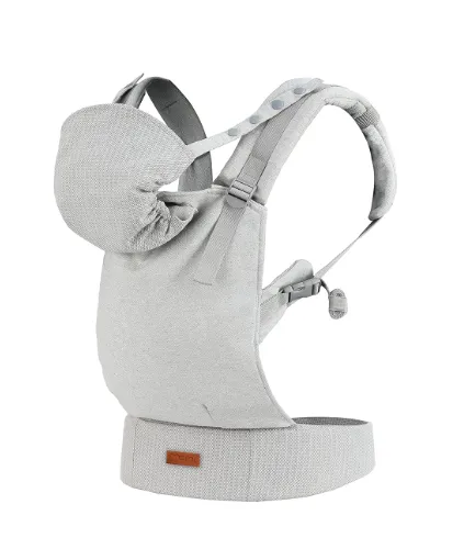 Momi Collet Ergonomische Babytrage MoMi Grau - Kinder- & Babytragen, ab Geburt bis 20 kg, bietet optimalen Tragekomfort für Eltern und Baby.