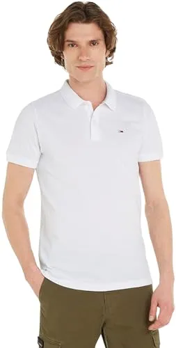 Tommy Jeans Herren Poloshirt Kurzarm Slim Fit, Weiß (White), 3XL - Poloshirt für Herren, klassischer Kragen und hoher Tragekomfort, ideal für smarte Casual-Outfits und als Geschenk geeignet.