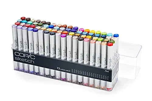 COPIC Layoutmarker Sketch Set D, farbig sortiert, 72 Stück - Schreibutensilien mit 72 Farben, professioneller Qualitätstinte, flexible Pinselspitze für Schattierungen und Verblendungen, nachfüllbar und ultra-mischbar.