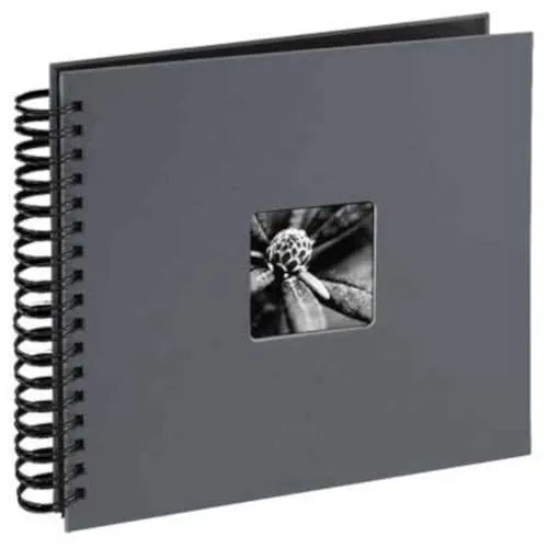 Hama Spiral-Album Fotoalbum Fine Art Format 10x15cm 50 schwarze Seiten Grau