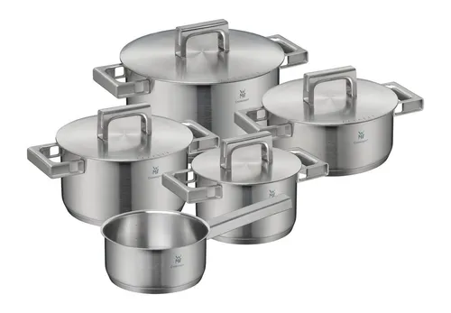 WMF Ultimate Cool Topfset Induktion 5-teilig - Hochwertiges Kochtopf Set aus strapazierfähigem Cromargan Edelstahl, mit wärmereduzierenden Griffen und Innenskalierung für präzises Abmessen. Ideal für alle Herdarten, inklusive Induktion.