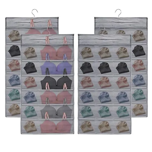 AMJKEJI 2PCS Kleiderschrank Organizer Hängend für Unterwäsche Socken BHS, 30 Taschen Doppelseitig Aufbewahrung Netztaschen, Faltbar Platzsparend Hängeorganizer für Panty, BH, Krawatten
