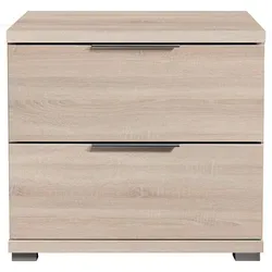 SMILLA Nachttisch in Eiche Sonoma Optik - Nachttisch in Eiche Sonoma Optik mit zwei geräumigen Schubladen für viel Stauraum. Modernes, minimalistisches Design passt zu jedem Einrichtungsstil. Maße: 46 x 43 x 42 cm (B/H/T).