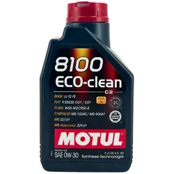 Motul 8100 Eco-clean 0W-30 - Hochwertiges Leichtlaufmotorenöl für moderne Euro-5- und Euro-6-Motoren, kraftstoffsparend und umweltfreundlich, ideal für Toyota, Honda und Subaru Dieselmotoren mit DPF.