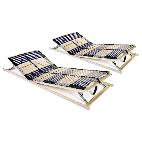 vidaXL 2X Lattenrost 90x200cm mit 42 Latten - Verstellbarer Lattenrost aus robustem Buchenholz mit 7 Komfortzonen für optimale Körperunterstützung und anpassbare Festigkeit.