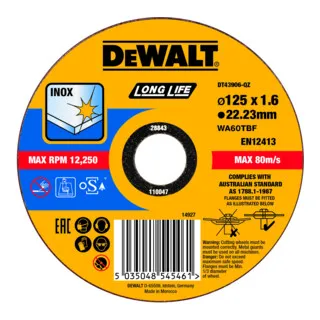 DEWALT High Performance Trennscheibe Edelstahl flach 125x1,6mm