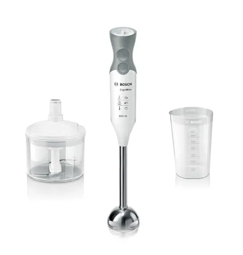 Bosch MSM66155 Stabmixer-Set, 600 W - Stabmixer mit ergonomischem Griff, 12 Geschwindigkeitsstufen und Turbotaste für optimale Ergebnisse. Inkl. Universalzerkleinerer und ProPuree Stampferaufsatz – ideal für kreative Küchenideen!