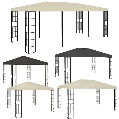 Gartenpavillon Festzelt 4x3m - Wasserdichtes Partyzelt in Creme und Anthrazit, ideal für Feiern im Freien, bietet Schutz vor Sonne und Regen.