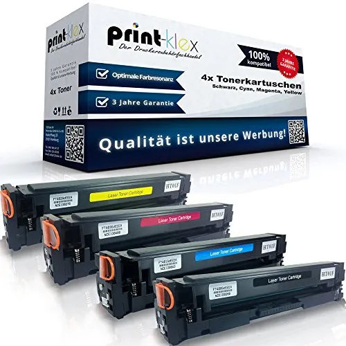 4X Print-Klex Toner kompatibel für HP ColorLaserJet Pro MFP M 280 Series Color Laserjet Pro MFP M 281 fdn Color Laserjet Pro MFP M 281 fdw CF540X CF541X CF543X CF542X BK CY MA YE - Office Pro Serie