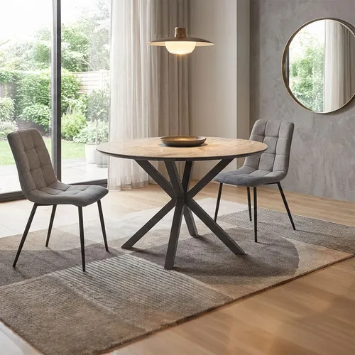 Homestyle4u Essgruppe Esstischset mit 2 Stühlen Grau – Modern und Platzsparend