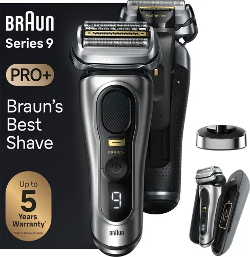 Braun Rasierer Series 9 Pro+ 9527s mit Powercase - Herrenrasierer mit 5 Jahren Garantie, wasserfest und für Nass- & Trockenanwendung geeignet, ideal für eine gründliche und sanfte Rasur.