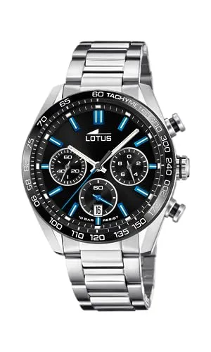 Lotus Herrenuhr Analog Edelstahl 316L Silber - Quarz Chronograph, Datum - Mineralglas, Wasserdicht 10 ATM - 18916/3 Special Prices