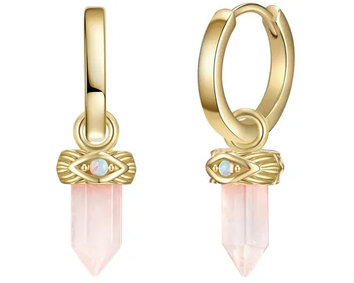 Glanzstücke München Creolen in Gelbgold mit Heilsteinen - Elegante Creolen aus Sterling Silber, veredelt mit Gelbgold. Die Kombination aus Rosenquarz und Opal (synth.) sorgt für einen besonderen Eyecatcher und perfekten Tragekomfort – ideal für Damen und Trachtenmode.