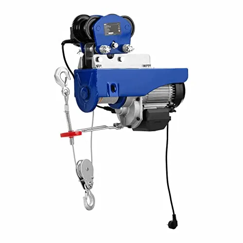 MSW Seilwinde Laufkatze elektrisch - 1000 kg Tragkraft - Seilwinden - Elektrische Laufkatze mit 12 m Stahlseil und 1600 W Motor, ideal für den professionellen Einsatz in Industrie und Werkstätten.