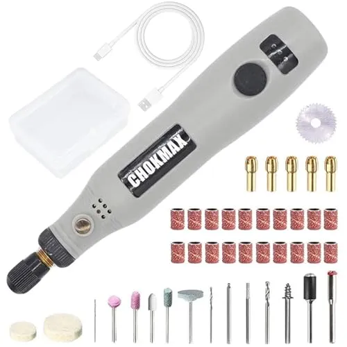 CHOKMAX Mini Multifunktionswerkzeug, 3.7V Li-ion Mini Rotary Multi-Tool Kit mit variabler Geschwindigkeit, 42pcs Zubehör Kit elektrische Tool DIY Schleifer zum Polieren, Reinigen und Gravieren